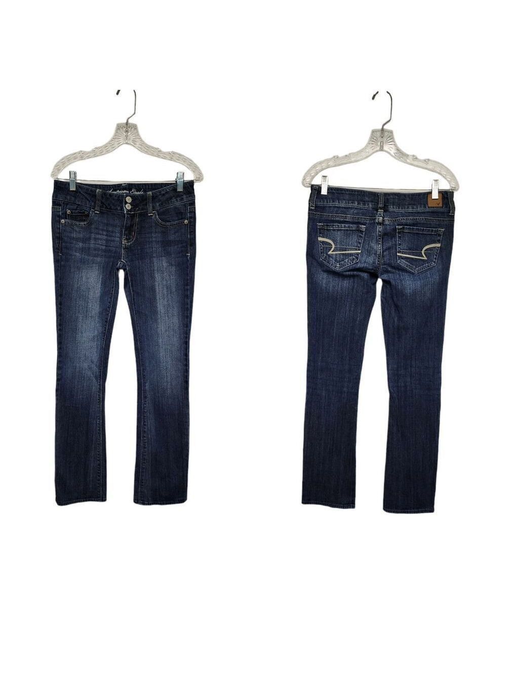 AE American Eagle Blue Artist Low Rise Stretch Bootcut Denim Jeans Size 4R